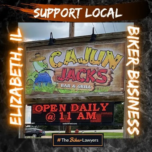 Motorcycle-Friendly Business badge for Cajun Jack's in Elizabeth, Ill.