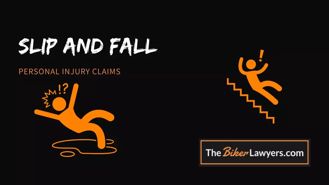 Graphic illustrating The Biker Lawyers' expertise in Slip and Fall Claims