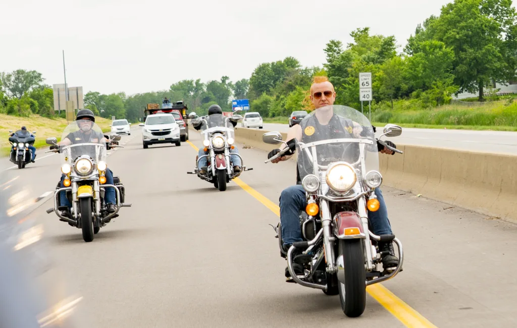 Image of The Biker Lawyers riding on the highway