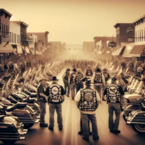 AI generated stylized vintage photo of the Sturgis Motorcycle Rally