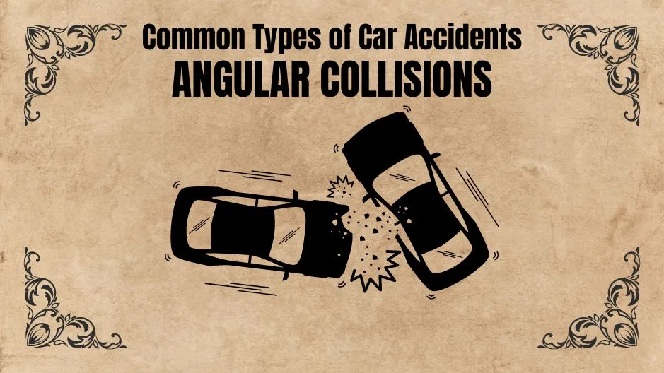 Image illustration by The Biker Lawyers, an example of an Angular Collision type of car accident.