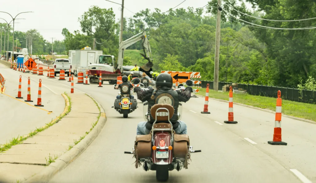 Image of The Biker Lawyers, Truck Accident Attorneys in Iowa, driving motorcycles on the highway