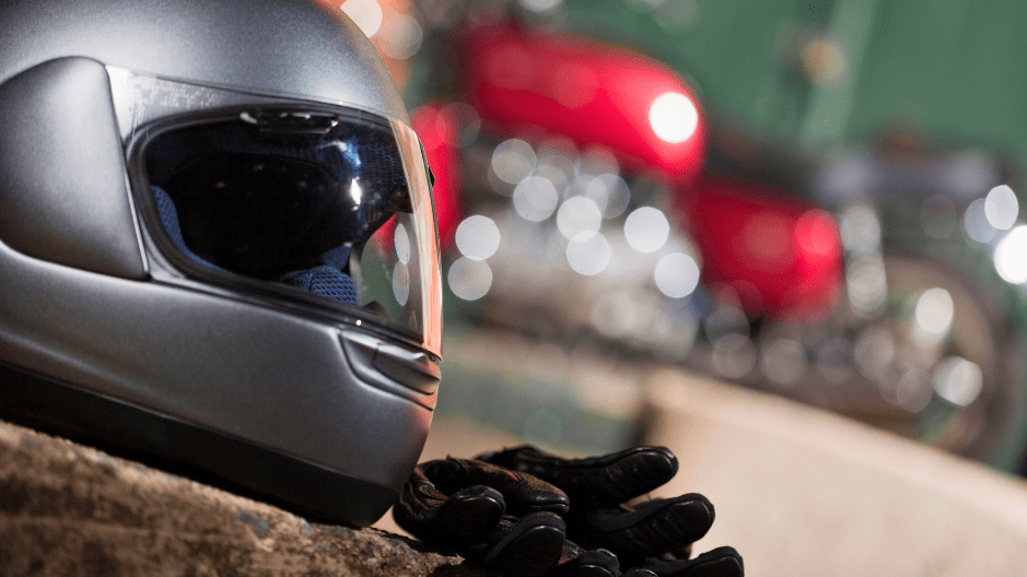 Image of a motorcycle helmet and Gloves