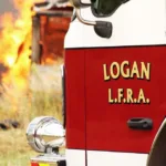 Close-up image of a Logan Fire Truck from the Logan Fire and Rescue Association in Iowa