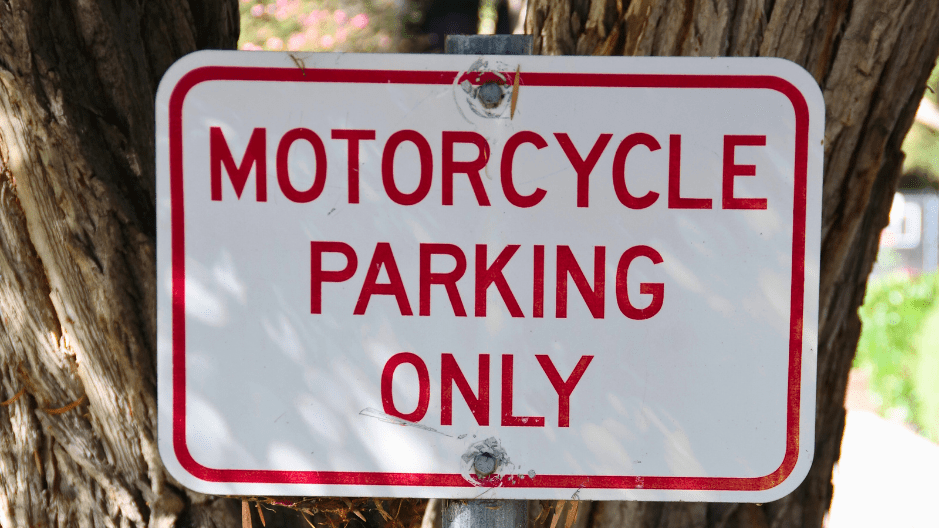 A sign that says "Motorcycle Parking Only"
