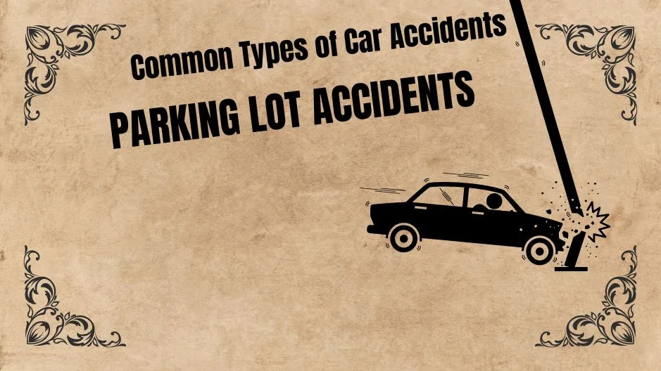 Image illustration by The Biker Lawyers, an example of a parking lot accident where a car runs into a pole