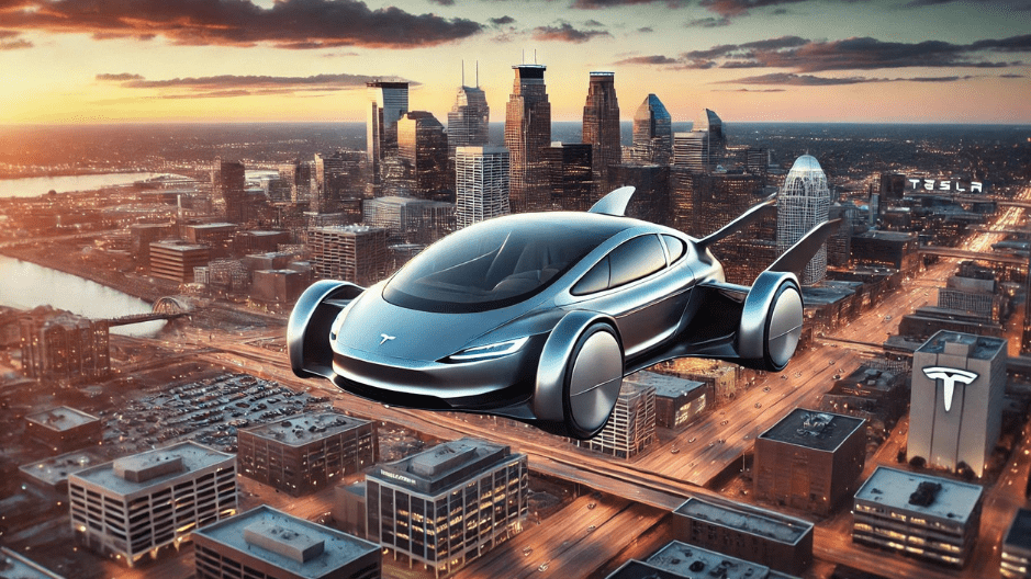 Illustration of what a modern flying car might look like