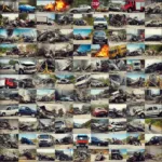 An AI Generated collage of nearly 100 auto crash photos
