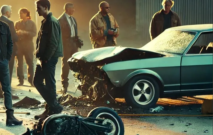 faded image of a car crash scene representing why it is critical to call The Biker Lawyers after a car accident