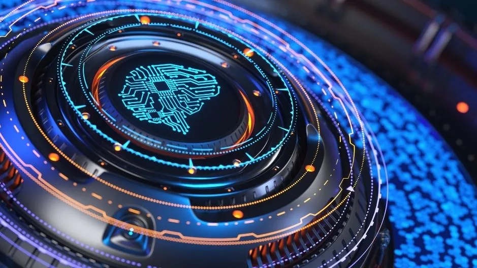 Stylized image of an AI brain in a computer chip, representing the cold, calculating program known as Colossus. This program is used by insurance companies to lowball settlment offers and claims.