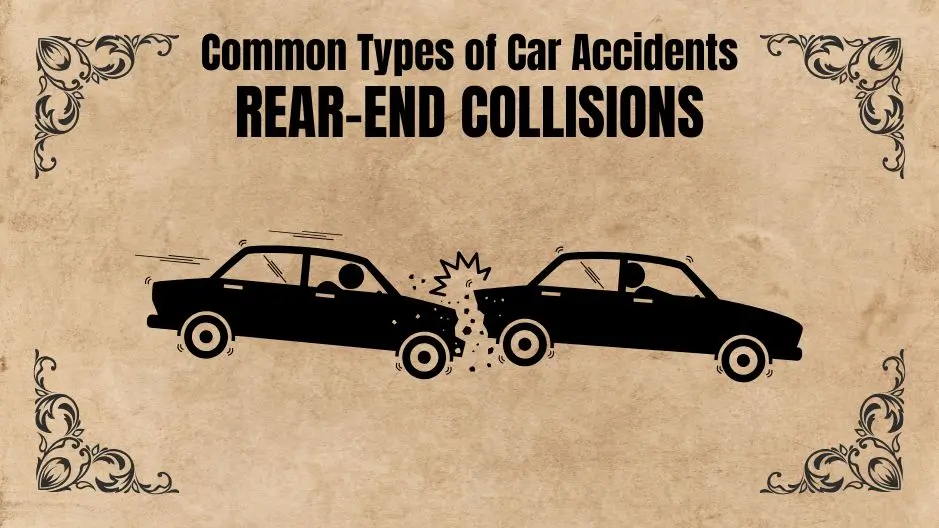 Graphic illustrating a Rear-End Collision car accident for a personal injury article by The Biker Lawyers