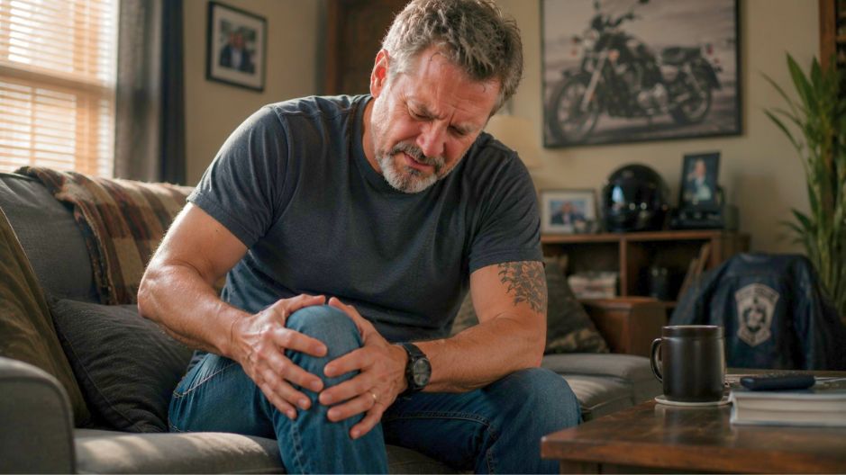 A man with knee pain experiences limited mobility after a severe personal injury